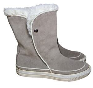 Converse All Stars Beverly Tan High Top Sneaker Boots Faux Fur US Womens 9.5